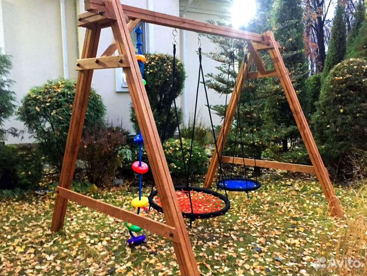 Детские качели уличные деревянные от производителя