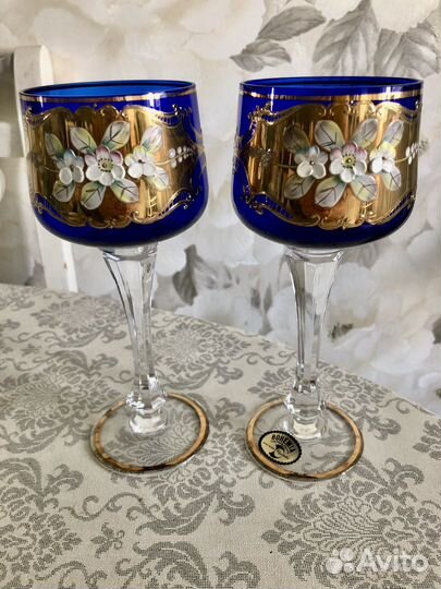 Бокалы для вина, Богемское стекло, 2 шт