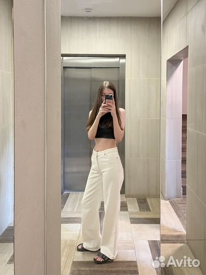 Белые джинсы wide leg Monki