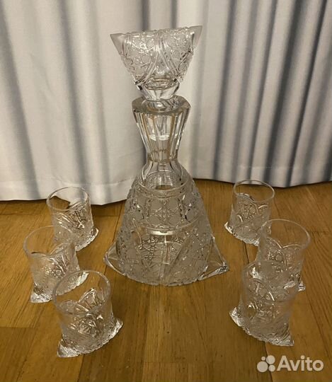 Штоф хрустальный и стопки Чехия