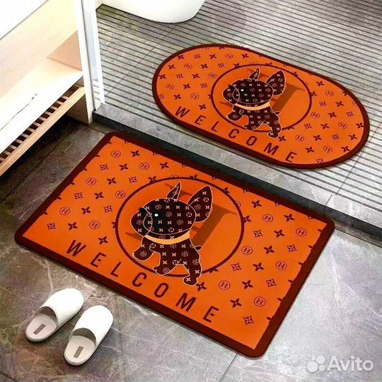 Коврик придверный для дома, оранжевый, 50*80 см