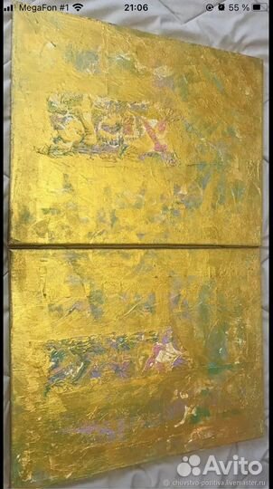 Картина золотая диптих под старину золотая 2 п