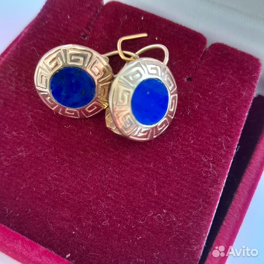 Золотые серьги с эмалью винтажные