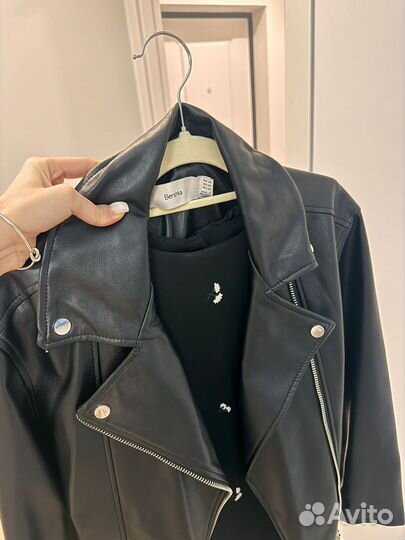 Кожаная куртка косуха женская