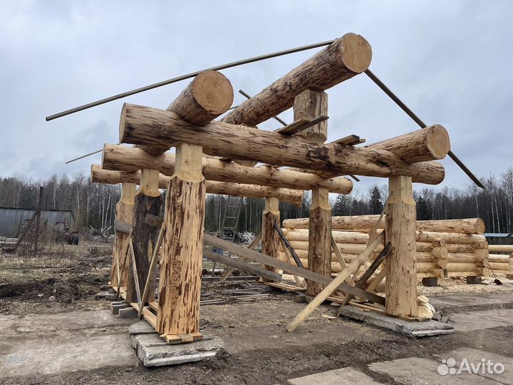 Беседка из бревна