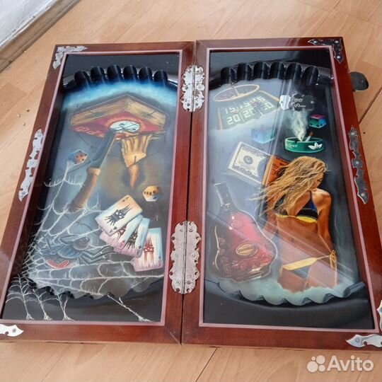 Нарды ручной работы со стеклом