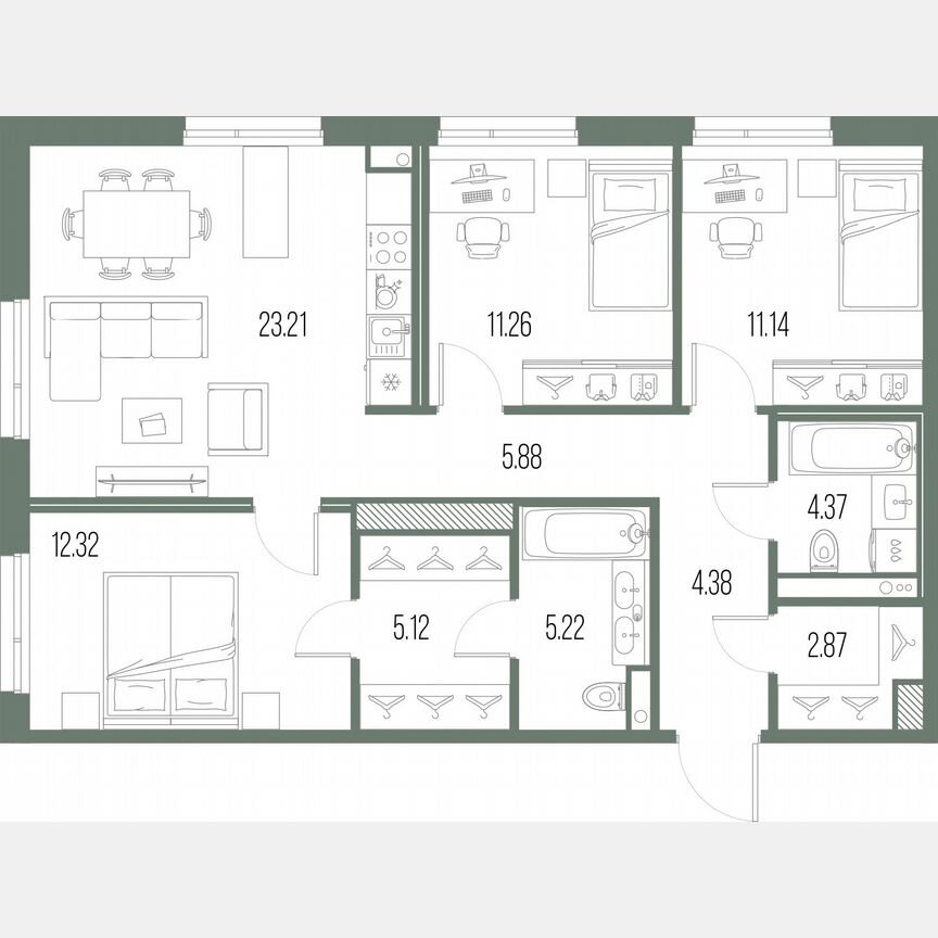 3-к. квартира, 85,9 м², 4/10 эт.