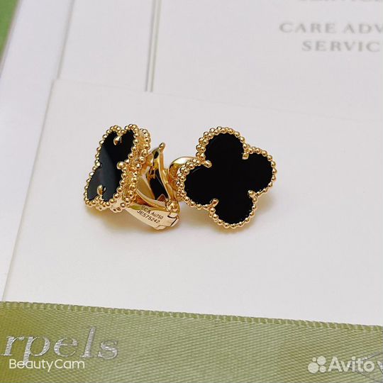 Van cleef серьги из желтого золота 750 пробы и они