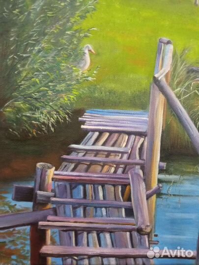 Картина маслом на холсте Деревня