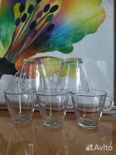 Кофейные чашки, стекло, Италия, 150 мл