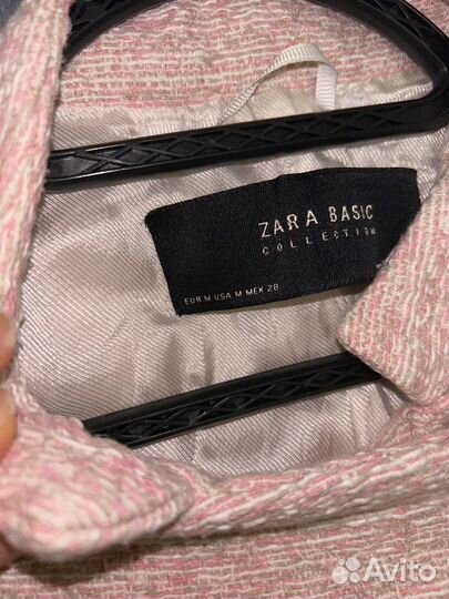 Пальто твидовое розовое Zara