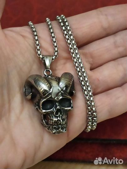 Кулон Рогатый череп нержавеющая сталь