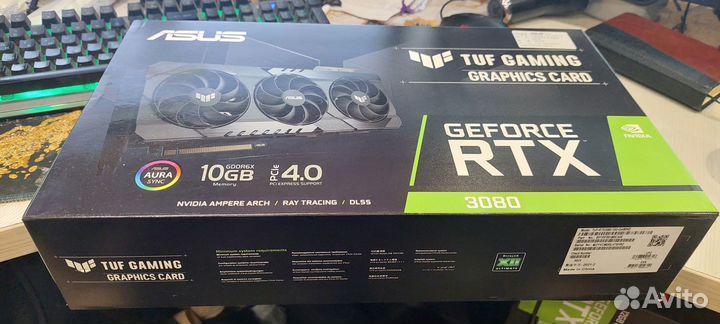 Коробка видеокарты asus geforce RTX 3080 10GB