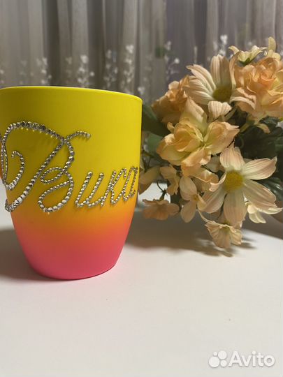 Кружка именная со стразами