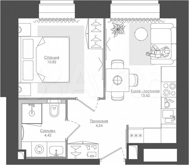1-к. квартира, 34,2 м², 5/39 эт.