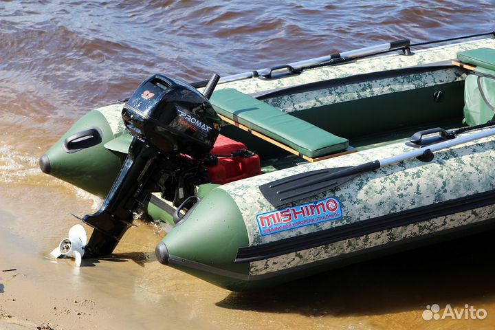 Лодка mishimo PRO 430, зеленый пиксель цвет