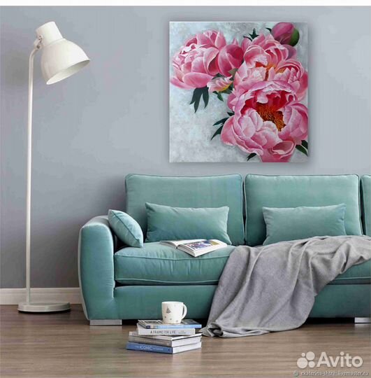 Пионы Картина 60*60 акрилом