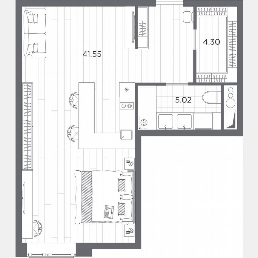 Апартаменты-студия, 50,9 м², 8/14 эт.