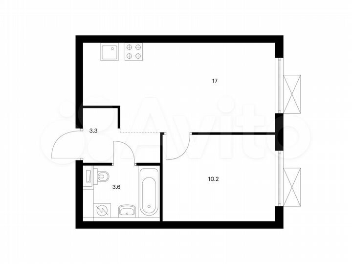 1-к. квартира, 34,1 м², 3/16 эт.