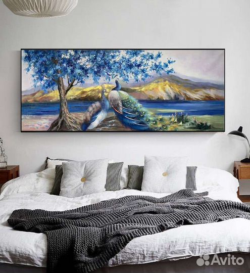 Картина маслом на холсте Павлины,премиум качество