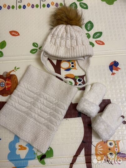 Комплект шапка, шарф (снуд), варежки