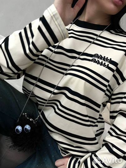 Лонгслив miu miu в полоску