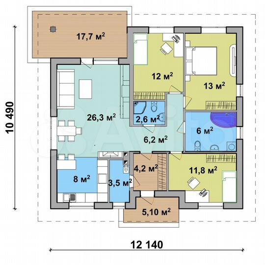 Дом 100 м² на участке 8 сот.