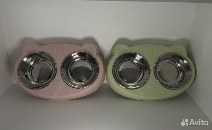 Двойная миска для животных из нержавеющей стали