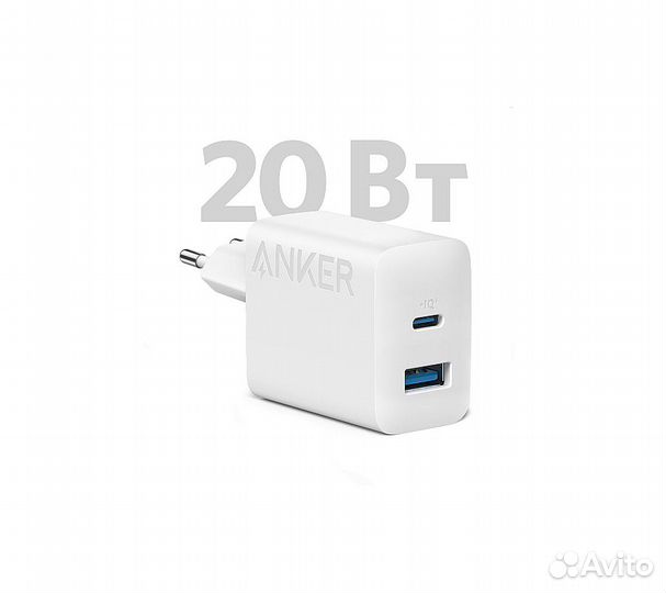 Сзу адаптер anker 312 USB-C/USB-A 20W (A2348), бел