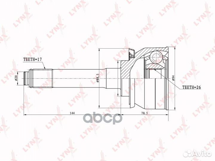 Шрус наружный перед прав/лев CO3800 lynxauto