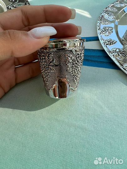 Коньячный набор никель с серебряным покрытием