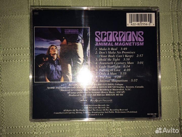 CD scorpions - Animal Magnetism. USA. PDO. Гладкий