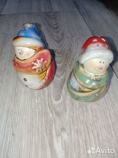 Набор для соли и перца снеговики