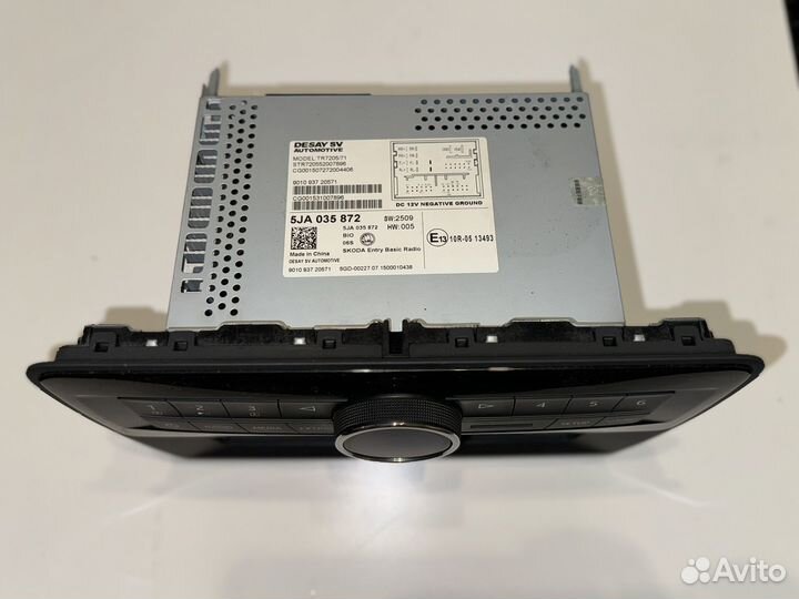 Штатная магнитола Skoda Rapid 2015