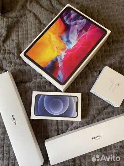 Коробка на iPhone, iPad, apple watch, airpods