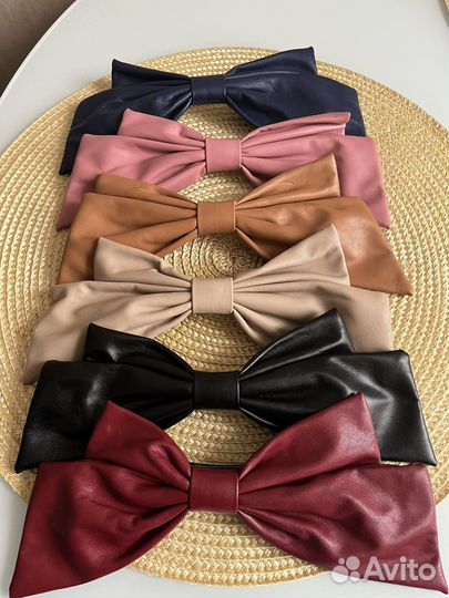 Заколка бант из экокожи