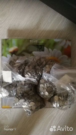 Монеты номиналом1 копейка,вес 7,2 кг мешок