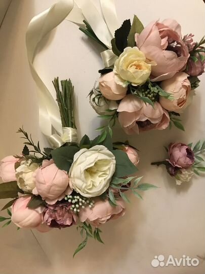 Букет невесты, дублёр, бутоньерка