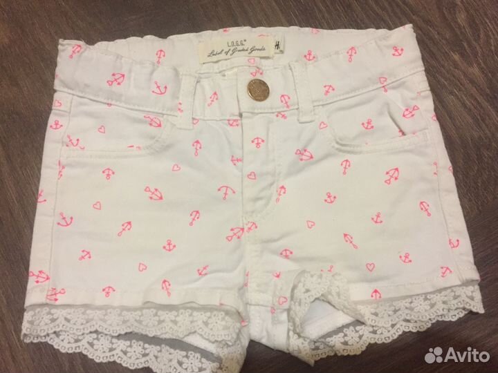 Белые шортики с кружевом h&m 4-5 лет