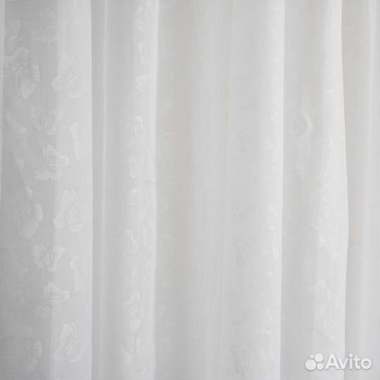 Тюль вуаль с тиснением бабочки 500х260 см, белый