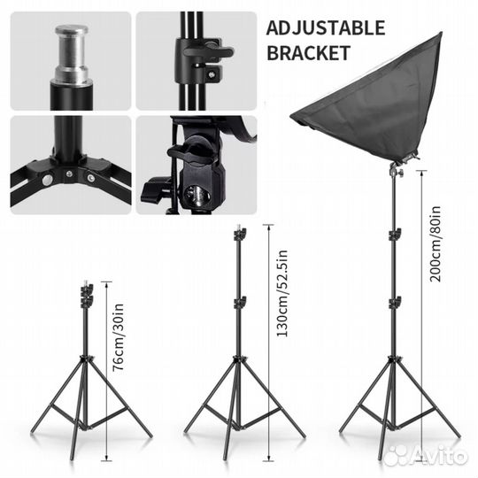 Новый видеосвет: софтбокс, 4 лампы, штатив