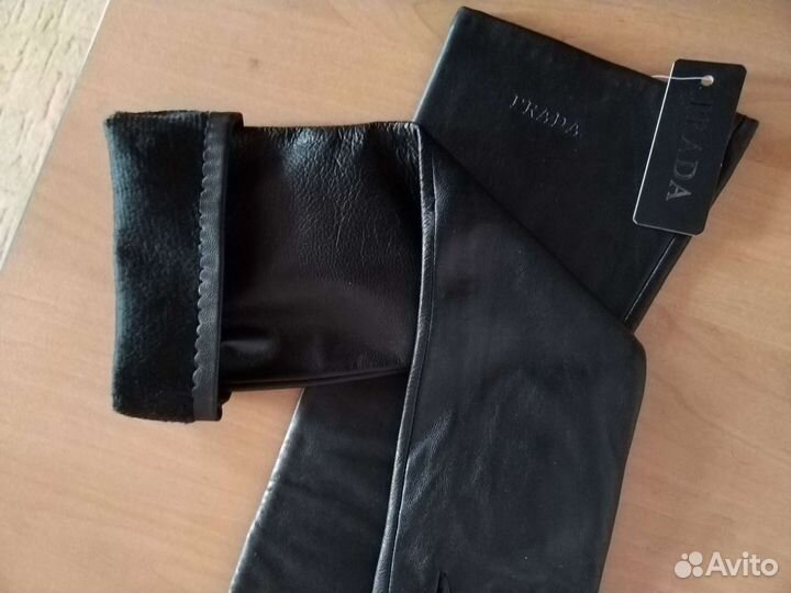 Перчатки длинные нат кожа Prada оригинал