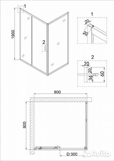 Душ. уголок Niagara 80x90 Хром ng-62-8a-a90