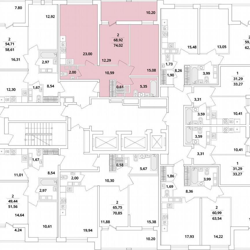 2-к. квартира, 73,8 м², 16/18 эт.