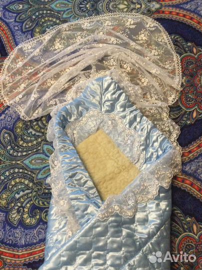 На выписку зимний конверт - одеяло на овчине