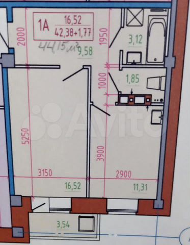 1-к. квартира, 44 м², 7/9 эт.