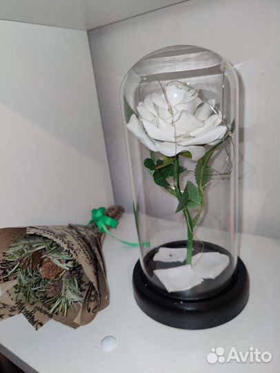 Роза в колбе с подсветкой/ Вечная роза