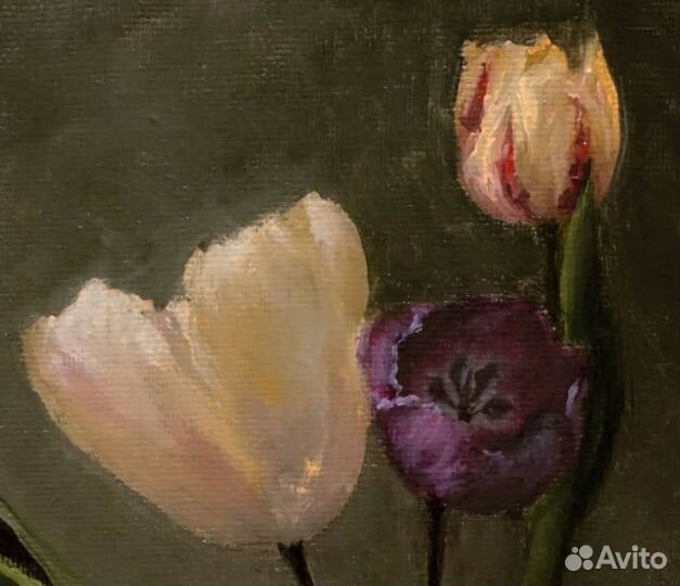 Картина маслом цветы Тюльпаны на заказ
