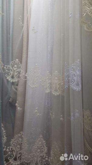 Красивый тюль с нежной ажурной вышивкой