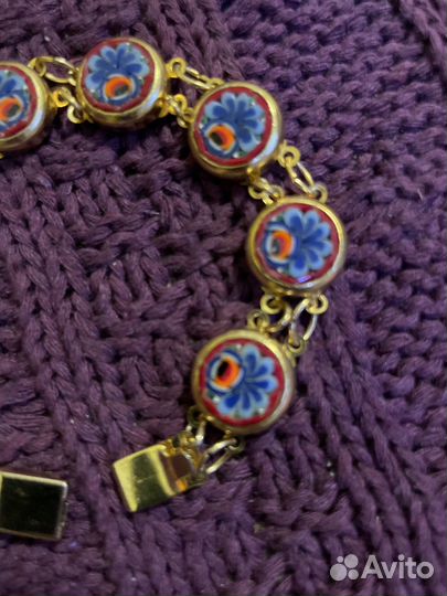 Браслет микромозаика Италия винтаж позолота